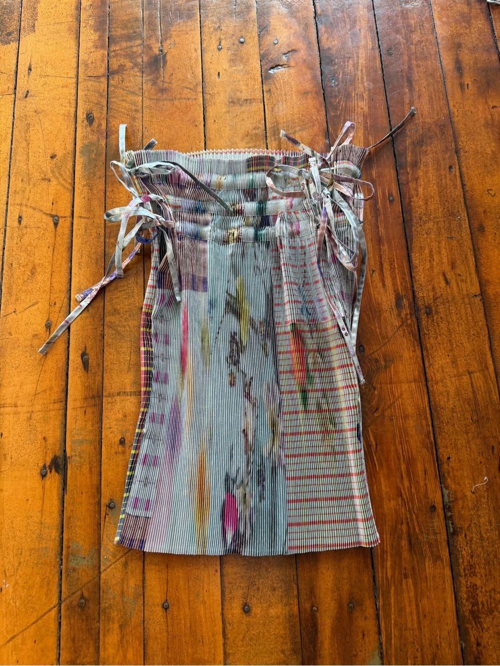 Julia Heuer max pleated tie skirt in metallic silver print.
